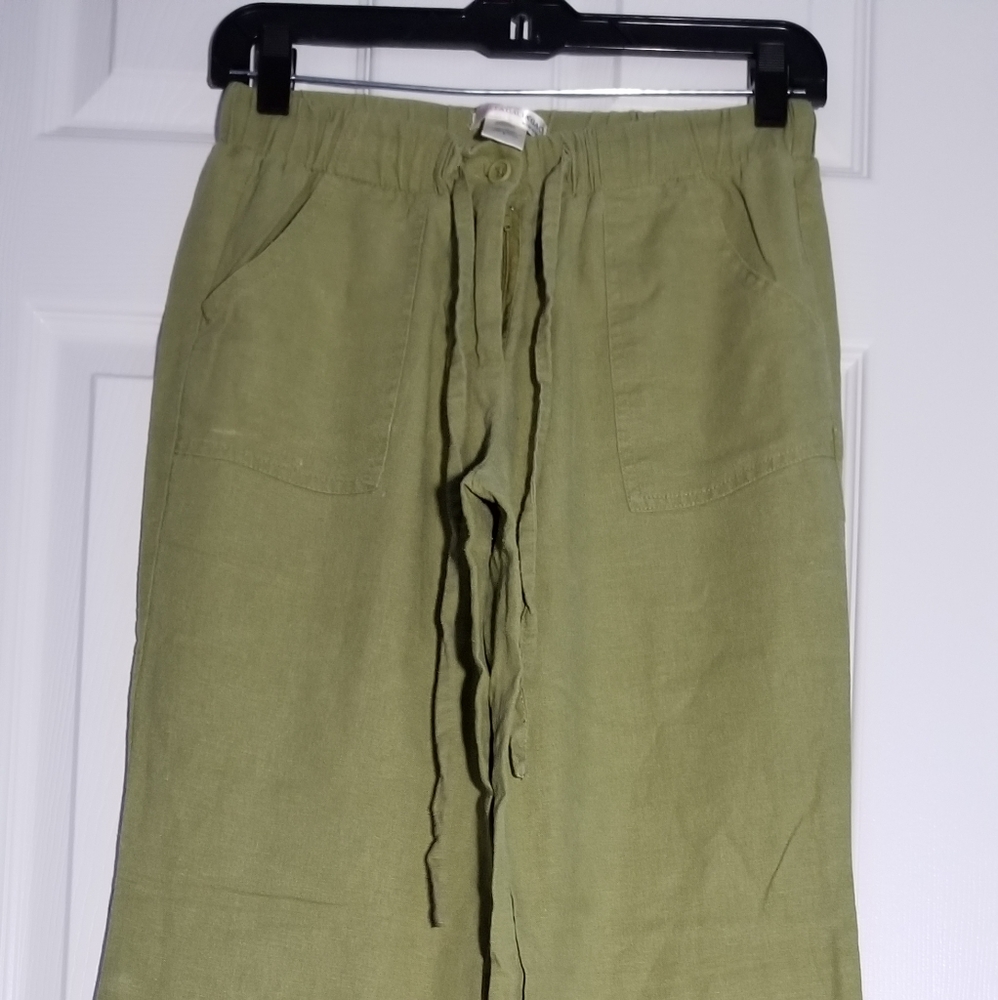 Olive green Linen Pants A'gaci